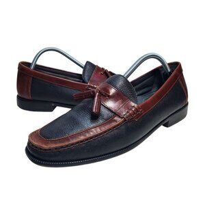 Florsheim 11072 Navy Brown Two Tone Leather Slip On Tassel Loafer Driver 11.5‎ D